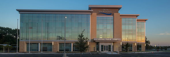 Entrance of The Bank of San Antonio headquarters. 
